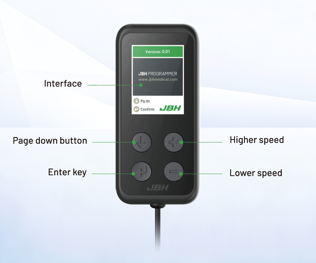 Elektrikli tekerlekli sandalyeler i&ccedil;in LCD ekranı ve dokunsal d&uuml;ğmeleri g&ouml;steren profesyonel kumanda kolu programlayıcı aracı